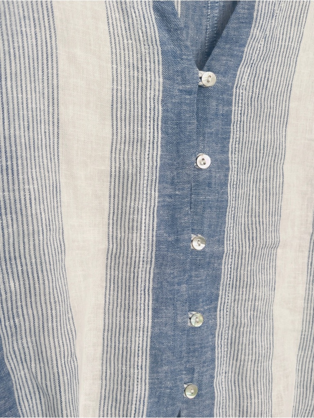 Rails Thea Tie Front Top SZ XS Blue/White Linen Blend Preppy Coastal Vacay - Picture 7 of 10